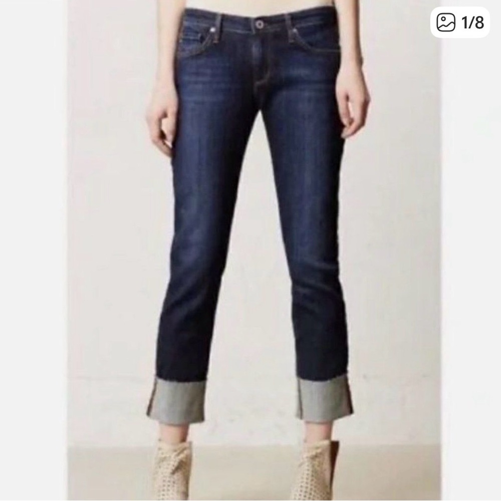 AG Adriano Goldschmied The Stevie Cuff Jeans Women's 28 Blue Slim Straight EUC